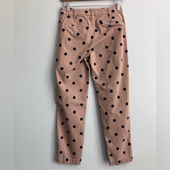 J. CREW Tan and Navy Polka Dot Mid Rise Chinos Size 00 (Measure like a 2-4) - Picture 5 of 11